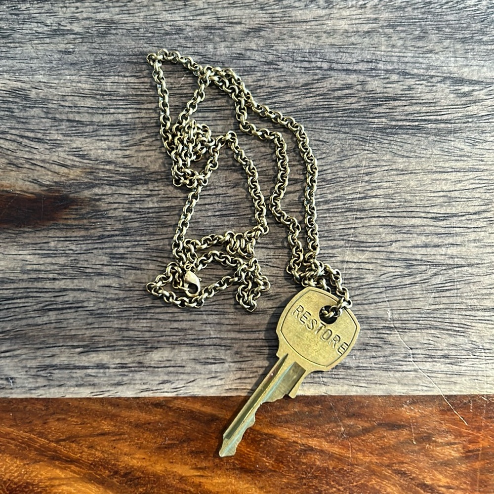 Restore Antique Brass Key Necklace